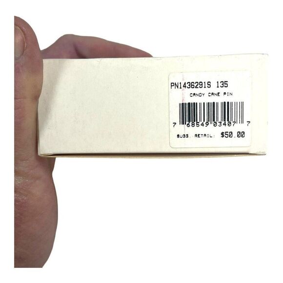 Candy Cane Rhinestone Bow Swarovski Crystal Holiday Gold Tone Brooch NEW IN BOX - Picture 9 of 12